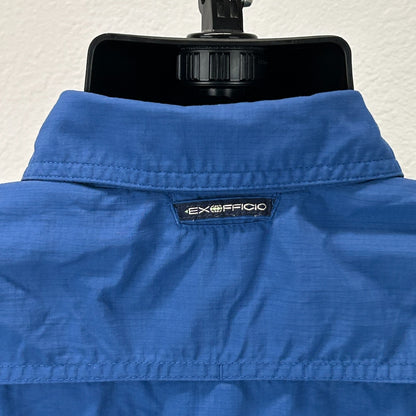 ExOfficio Button Front Shirt Hiking Hiker Fisherman Fishing Vented Blue S Small