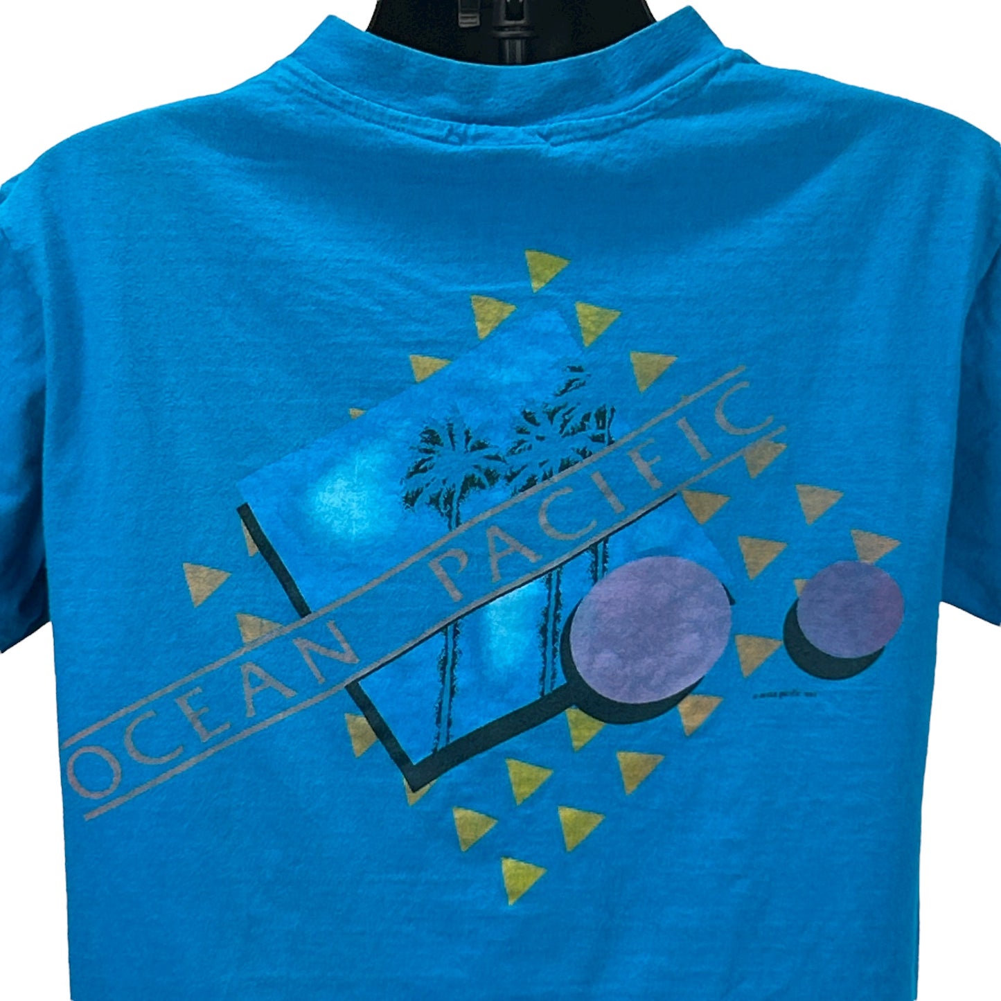 Vintage 80s OP Ocean Pacific T Shirt Surfer Surfing Made In USA Blue Tee L Large