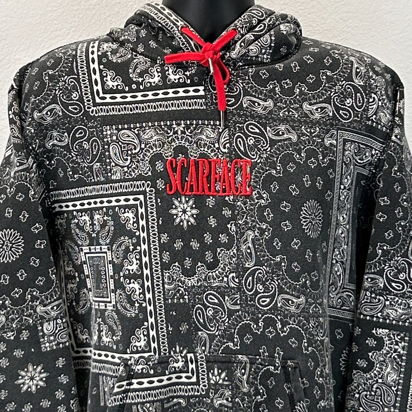 Scarface x Shoe Palace Bandana Hoodie Hooded Sweatshirt Logo Black Mens L Large
