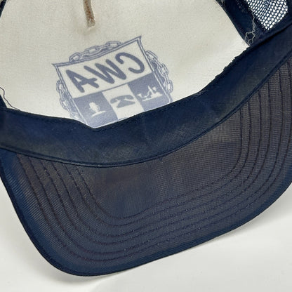 Vintage 80s CWA Communications Workers Trucker Hat Baseball Cap Snapback Blue - Neon Vintage