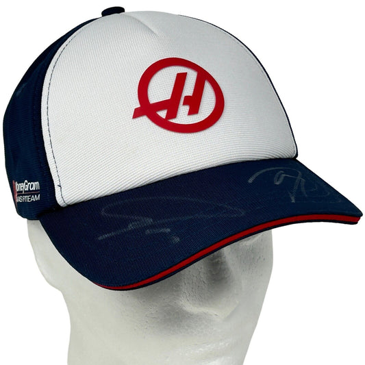 Haas Formula 1 Signed Hat F1 Nico Hulkenberg Kevin Magnussen Blue Baseball Cap