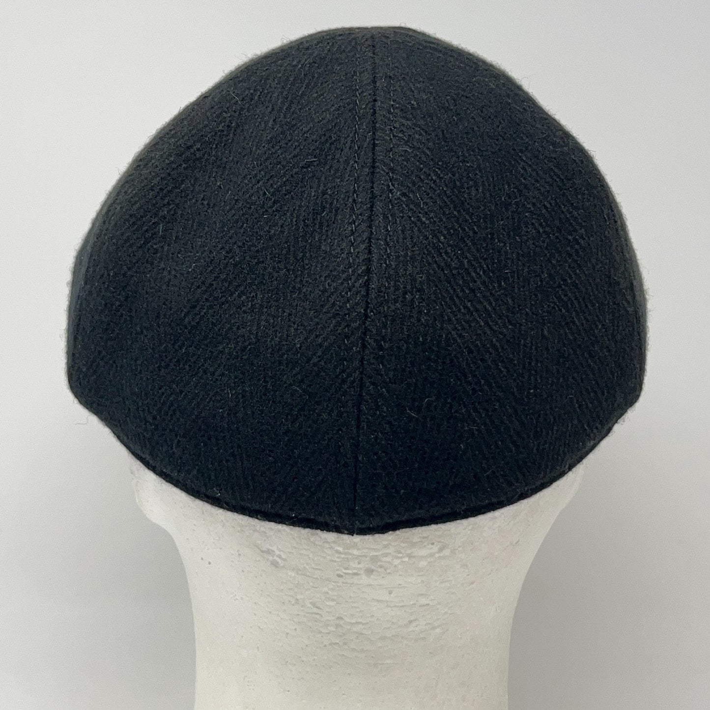 Wool Blend Herringbone Flat Cap Hat Ivy Newsboy Cabbie Driving Scally Black S-M