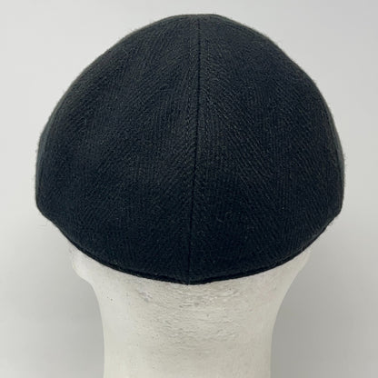 Wool Blend Herringbone Flat Cap Hat Ivy Newsboy Cabbie Driving Scally Black S-M