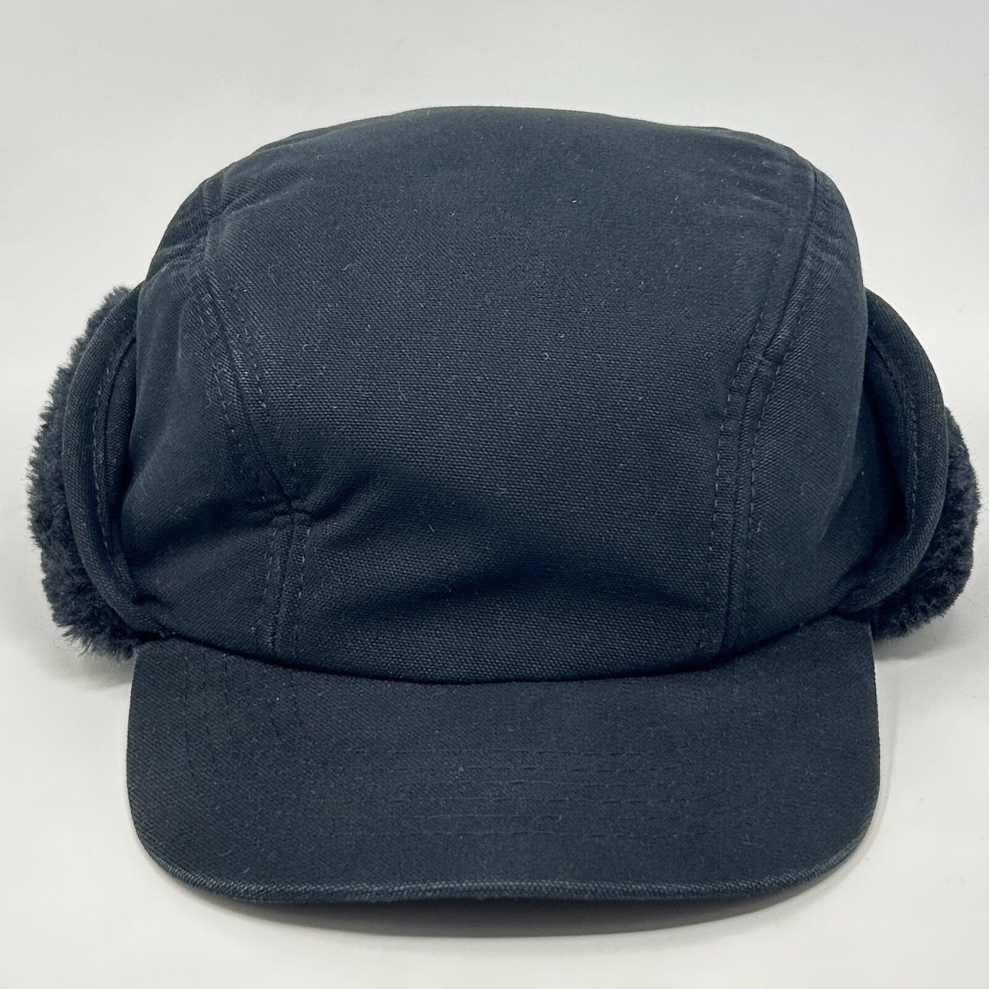 Broner Duck Work Cap Winter Hat Canvas Faux Fur Ear Flap Hunter Black M Medium