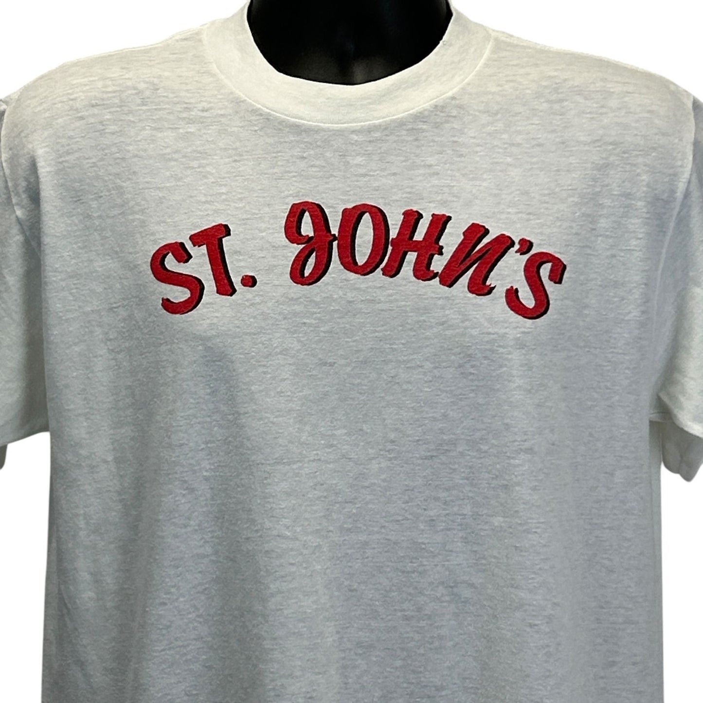 Vintage St Johns University T Shirt Mens Large Red Storm Catholic College White