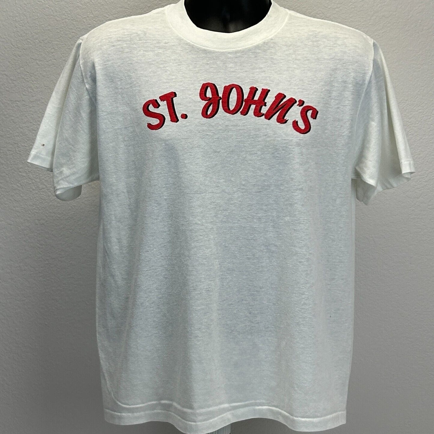 Vintage St Johns University T Shirt Mens Large Red Storm Catholic College White