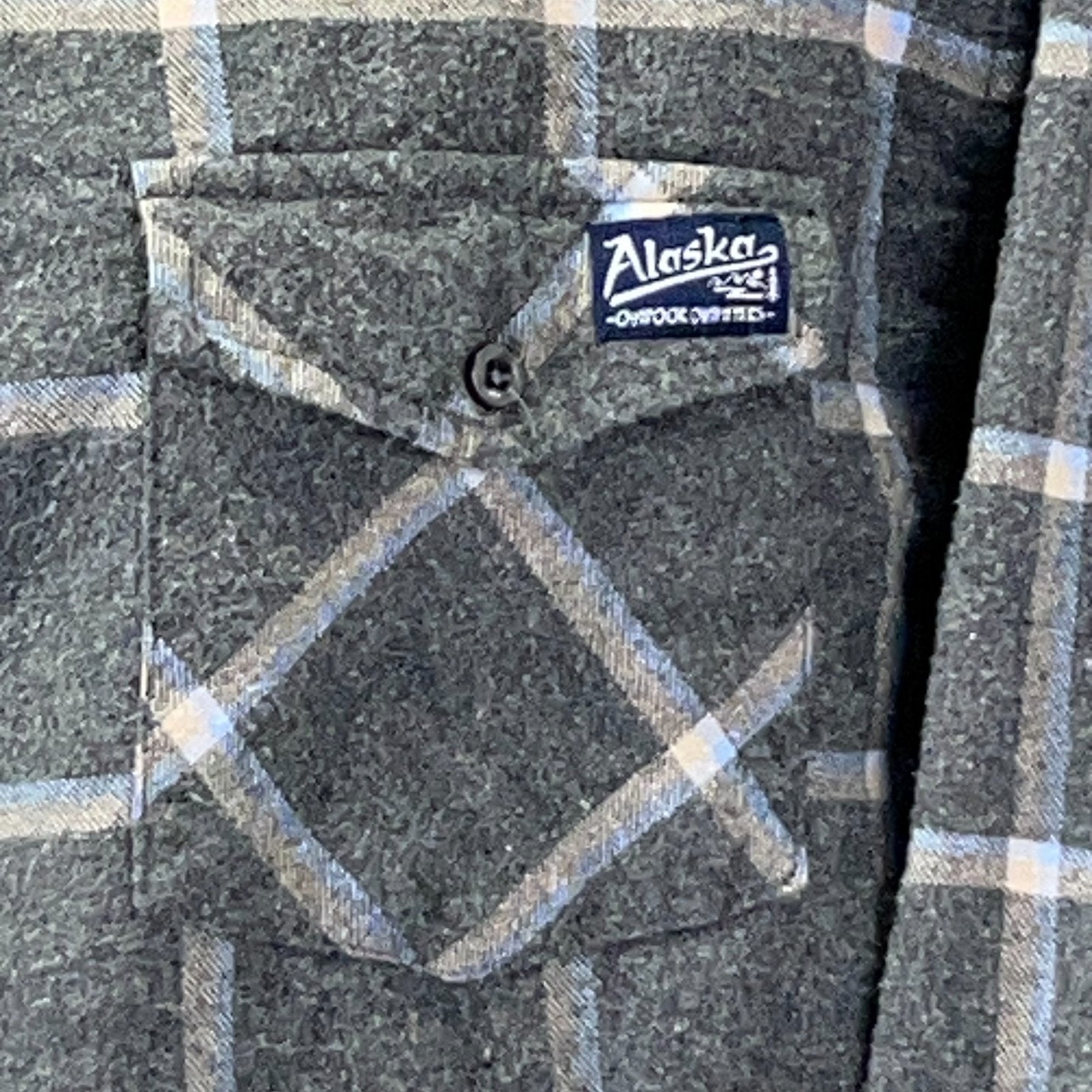 ACE USA Alaska Bay Outfitters Flannel Button Front Shirt XL X-Large Gray Plaid