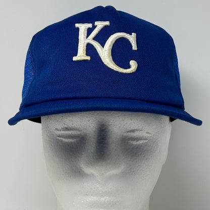 Vintage 80s Kansas City KC Royals Trucker Hat Baseball Cap Mesh Snapback Blue