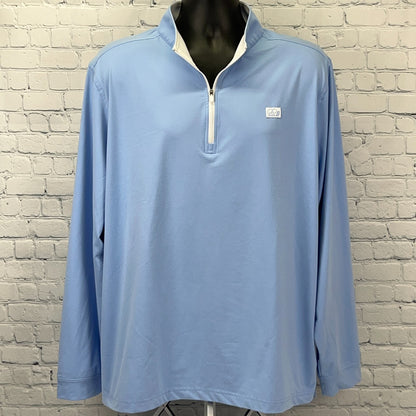 Good Good Quarter 1/4 Q Zip Shirt Golfer Golfing Long Sleeve Blue 3XL 3XLarge