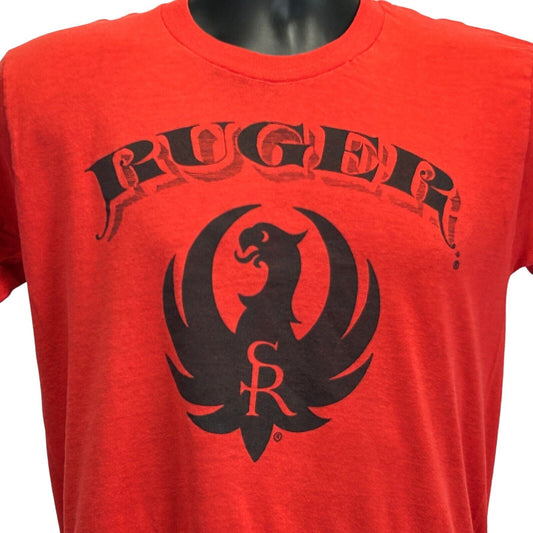 Ruger Firearms Vintage 80s T Shirt Small Pistols Guns Rifles Red Made In USA Tee
