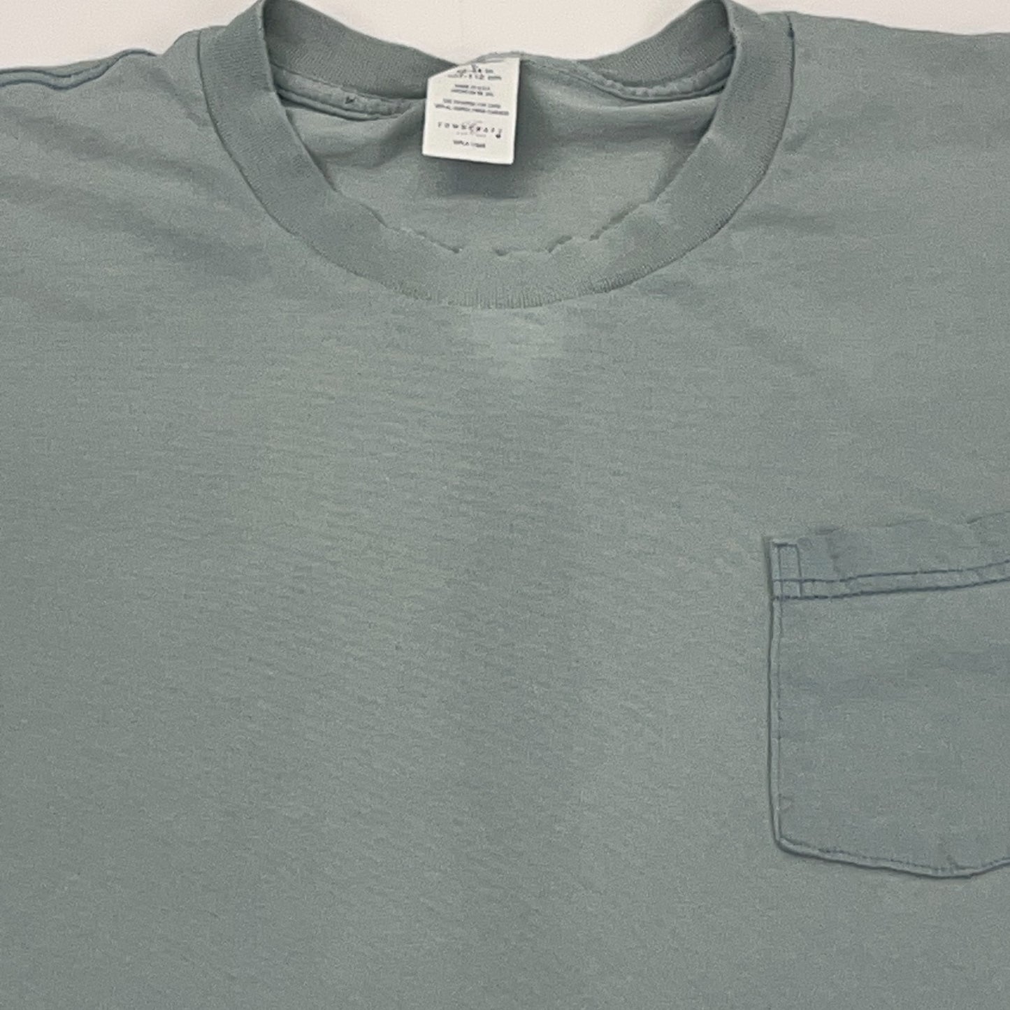 Vintage 90s Distressed TownCraft T Shirt L Large Green USA Made Blank Pocket Tee