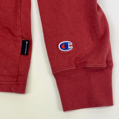 Champion Midweight Hoodie S Small Red Cotton Logo Stripe Pullover Sweatshirt