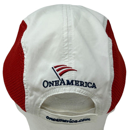 Gorra ligera para correr One America 500 Mini Marathon Gorra de bolsillo para corredores color blanco