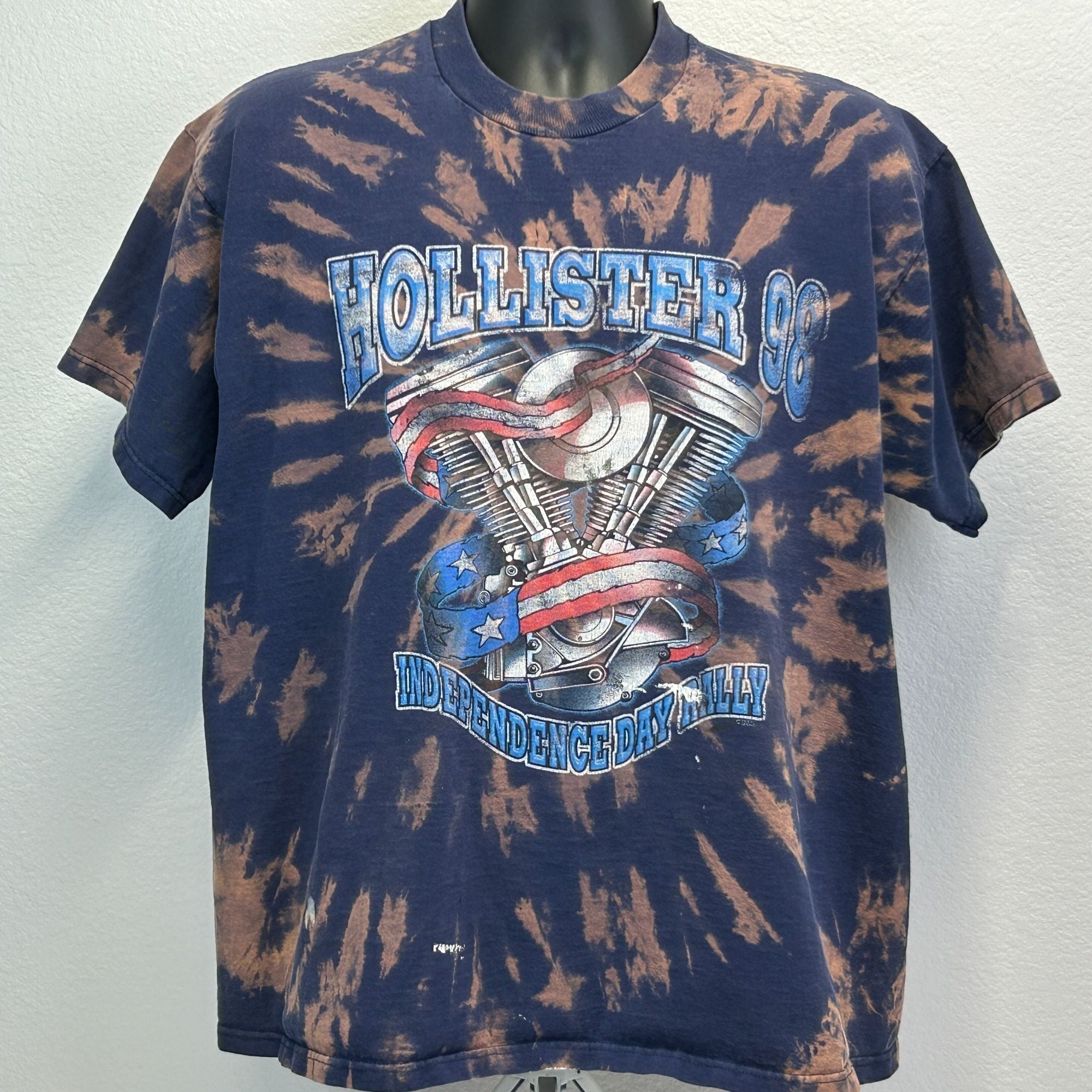 Vintage Hollister Biker Rally T Shirt X-Large 90s 1998 Motorcycle Tee Mens  Blue - XL / Blue / Cotton