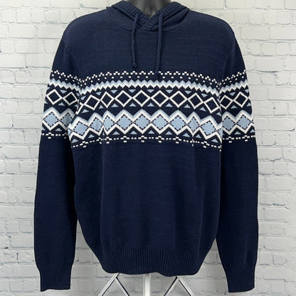 Urban Pipeline Fair Isle Hooded Sweater Hoodie Nordic Navy Blue Mens XL X-Large