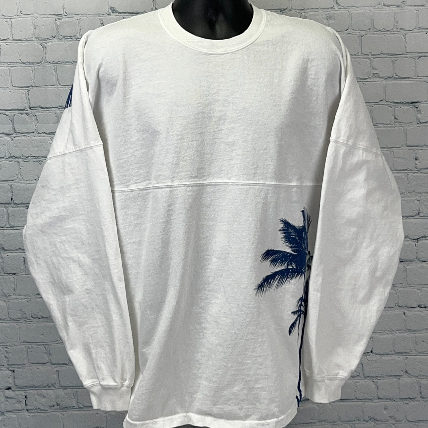 Maui Hawaii Spirit Jersey T Shirt Palm Tree Beach Long Sleeve White Tee L Large