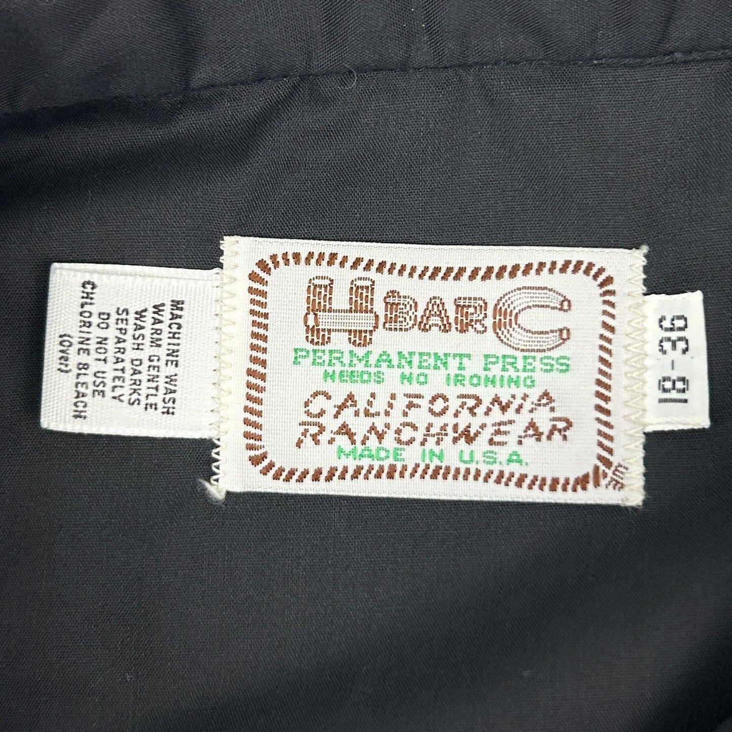 Vintage H Bar C Ranchwear Pearl Snap Button Front Shirt Cowboy Black 18-36 XXL