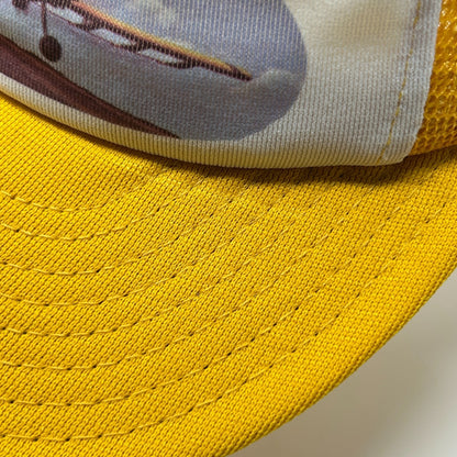 Vintage 80s Kaweah Crop Dusters Trucker Hat Baseball Cap Mesh Snapback Yellow