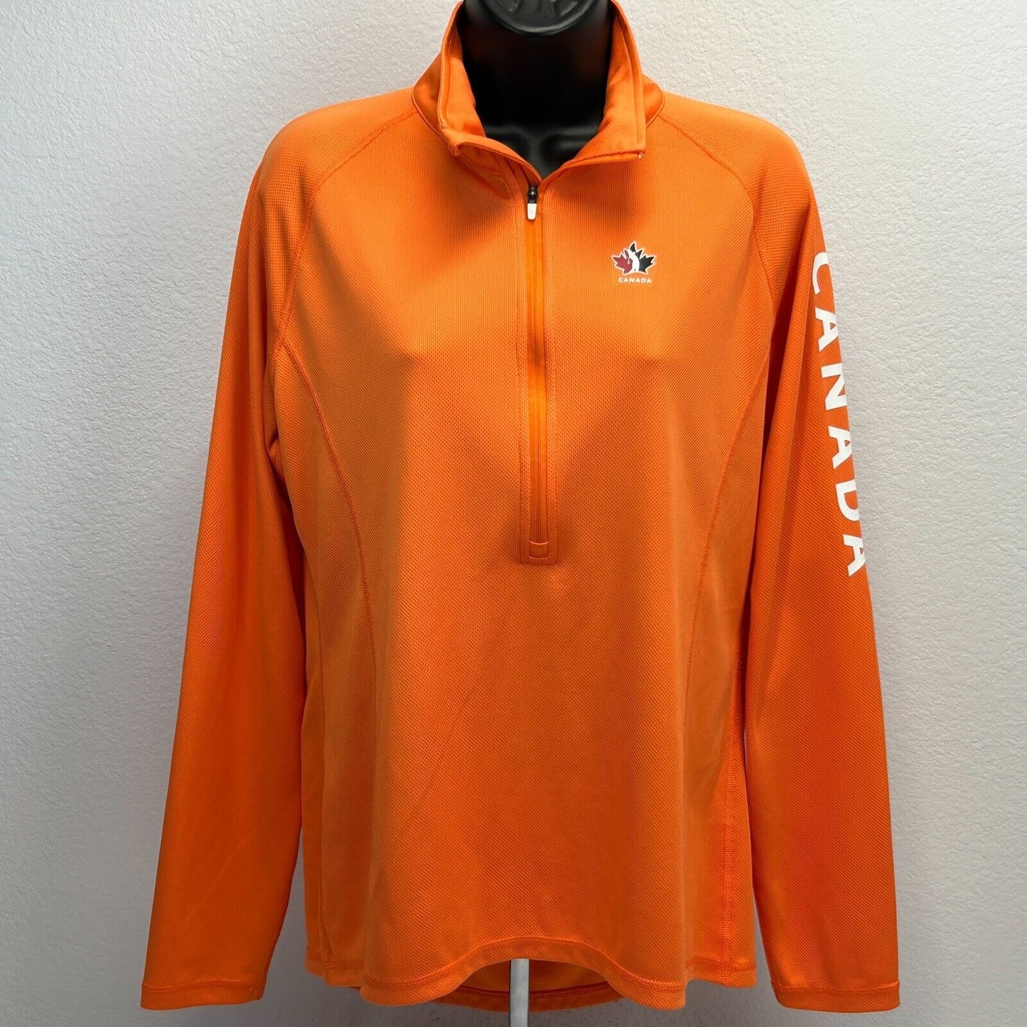 Camisa de golf con media cremallera de Hudson's Bay Golf Canada para mujer, talla grande, color naranja