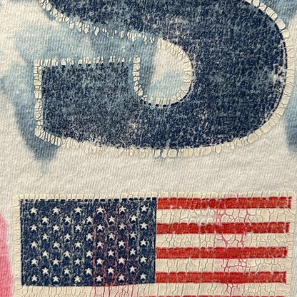 Vintage Y2Ks USA American Flag All Over Print T Shirt AOP Tie Dye White M Medium