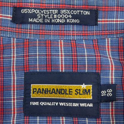 Camisa de cuadros azules estilo vintage Panhandle con botones de presión de perlas y corte occidental, para hombre, talla XL, talla XL, años 90