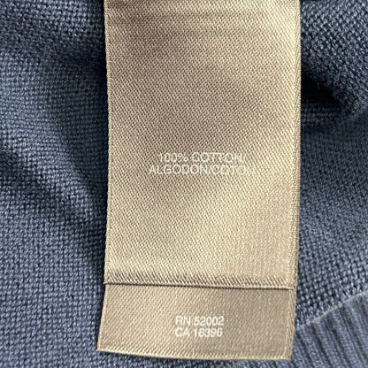 DKNY Full Zip Mock Neck Sweater Long Sleeve Cotton Navy Blue Mens L Large - Neon Vintage