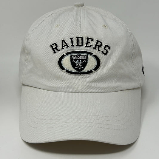 Vintage 90s Las Vegas Raiders Dad Hat Baseball Cap Logo Athletic Strapback Ivory