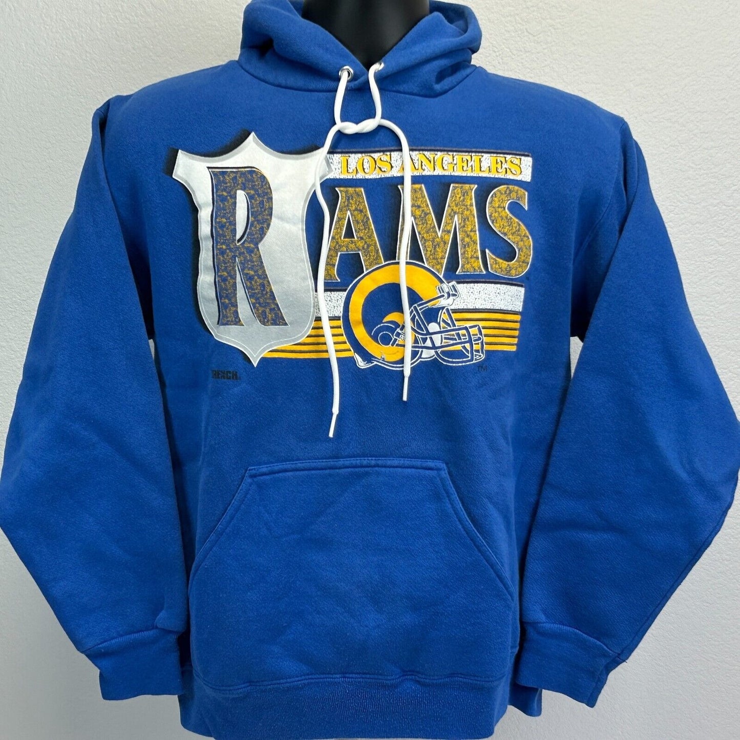 Vintage Los Angeles LA Rams Hoodie Mens Medium Blue Hooded Sweatshirt NFL USA