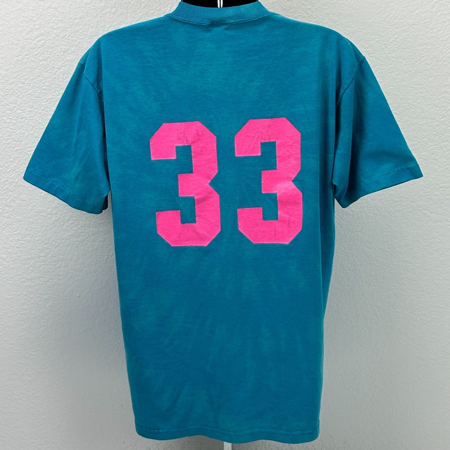 Vintage 90s Powell Girls Basketball T Shirt Blue Tie Dye USA Unisex M Medium