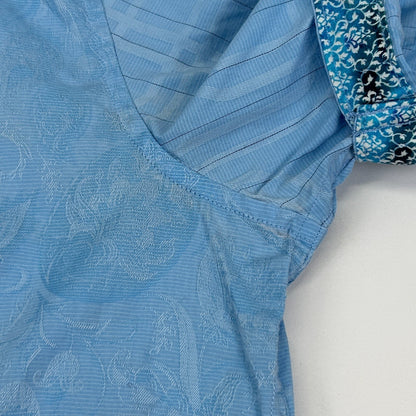 Robert Graham Paisley Button Front Shirt Short Sleeve Blue Mens L Large