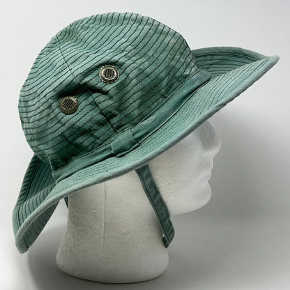 French Army Bush Hat L Large 58cm Boonie Style Green Canvas Wide Brim Chin Strap