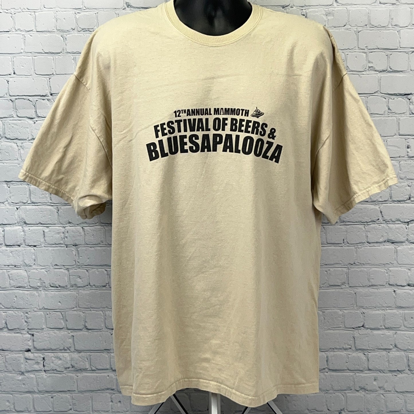 Vintage Y2Ks Bluesapalooza Beer Festival T Shirt Mammoth Brewing Beige 2XL XXL
