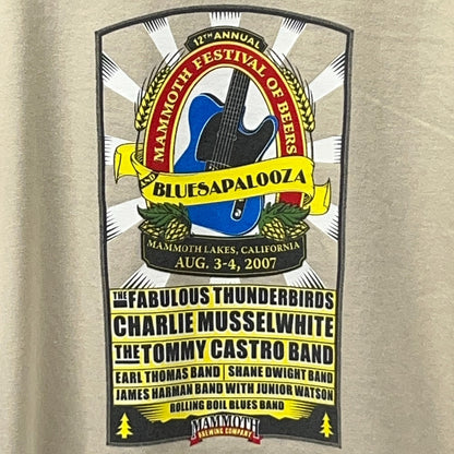 Vintage Y2Ks Bluesapalooza Beer Festival T Shirt Mammoth Brewing Beige 2XL XXL