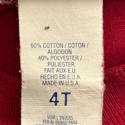 Camiseta juvenil vintage de los años 90 con Snoopy 1 para fanáticos de los deportes, 4T, para niños pequeños, Peanuts, EE. UU., para niños, color rojo