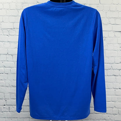 United Polaris Henley T Shirt Blue Aviation Airplane Long Sleeve Lounge M Medium