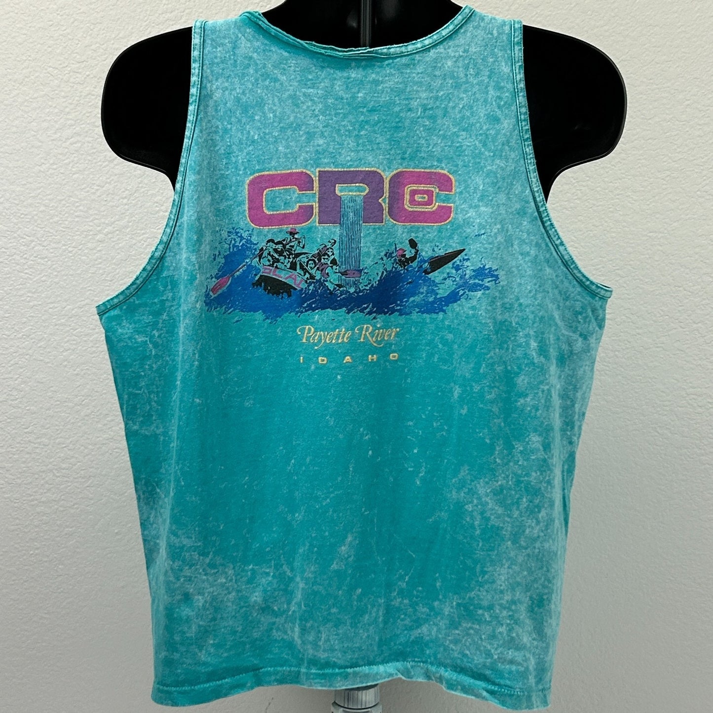 Vintage Cascade Raft Company Payette River Tank Top Shirt Mens Large Blue Idaho