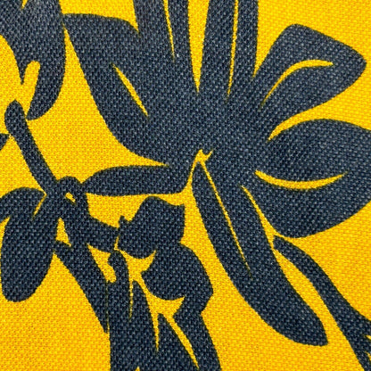 Faded Glory Hawaiian Polo T Shirt Floral Striped Yellow Blue Tee Large