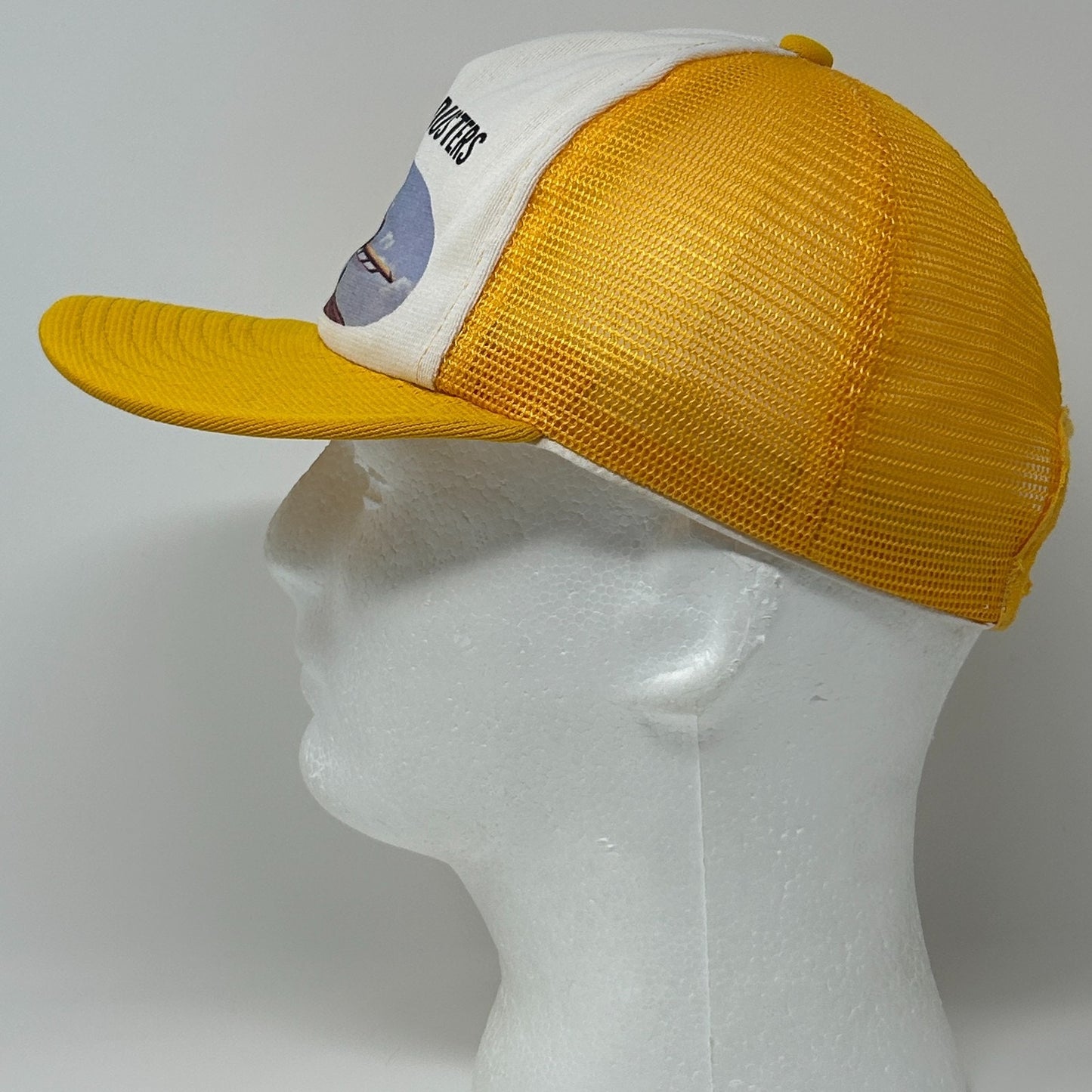 Vintage 80s Kaweah Crop Dusters Trucker Hat Baseball Cap Mesh Snapback Yellow