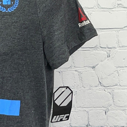 UFC Fight For Yours T Shirt MMA Reebok V Neck Short Sleeve Gray Womens L Large