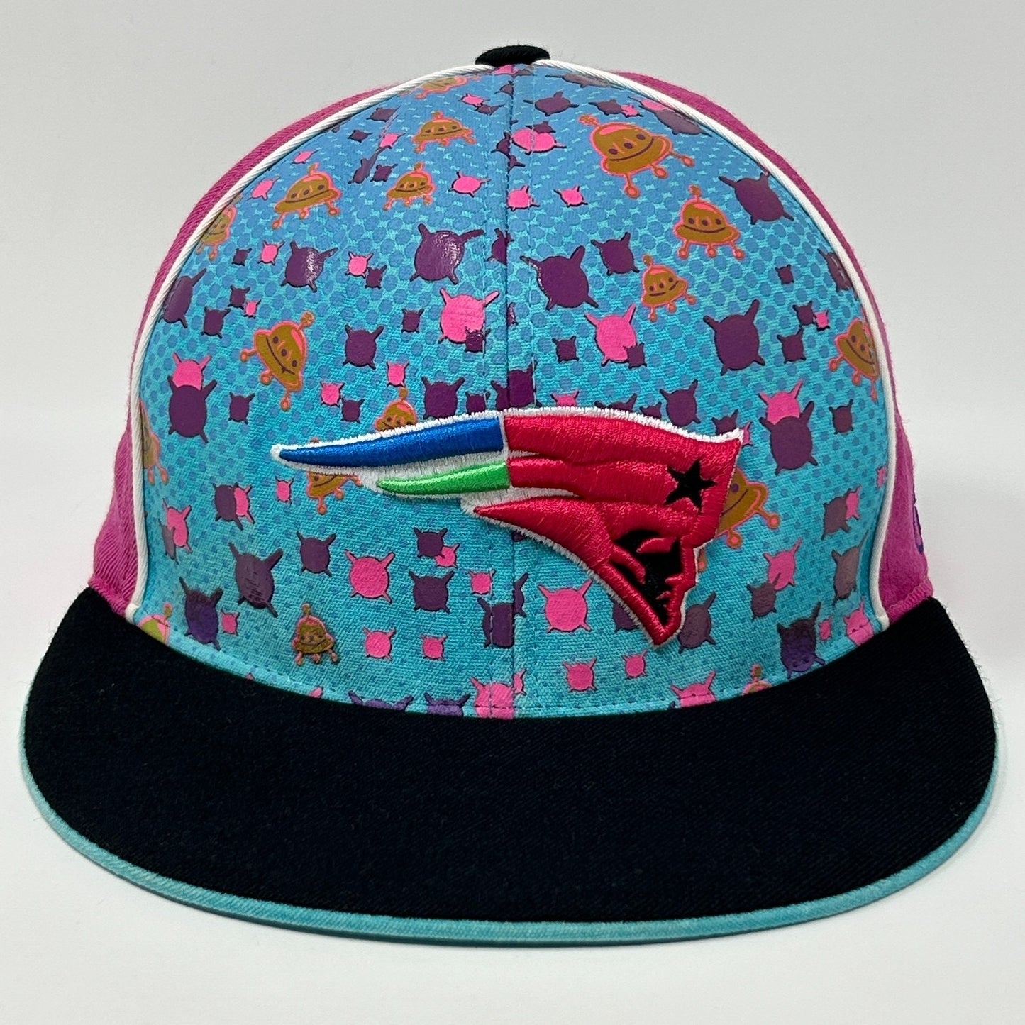 New England Patriots Hat Baseball Cap UFO Alien Space Reebok Blue Fitted 7 5/8