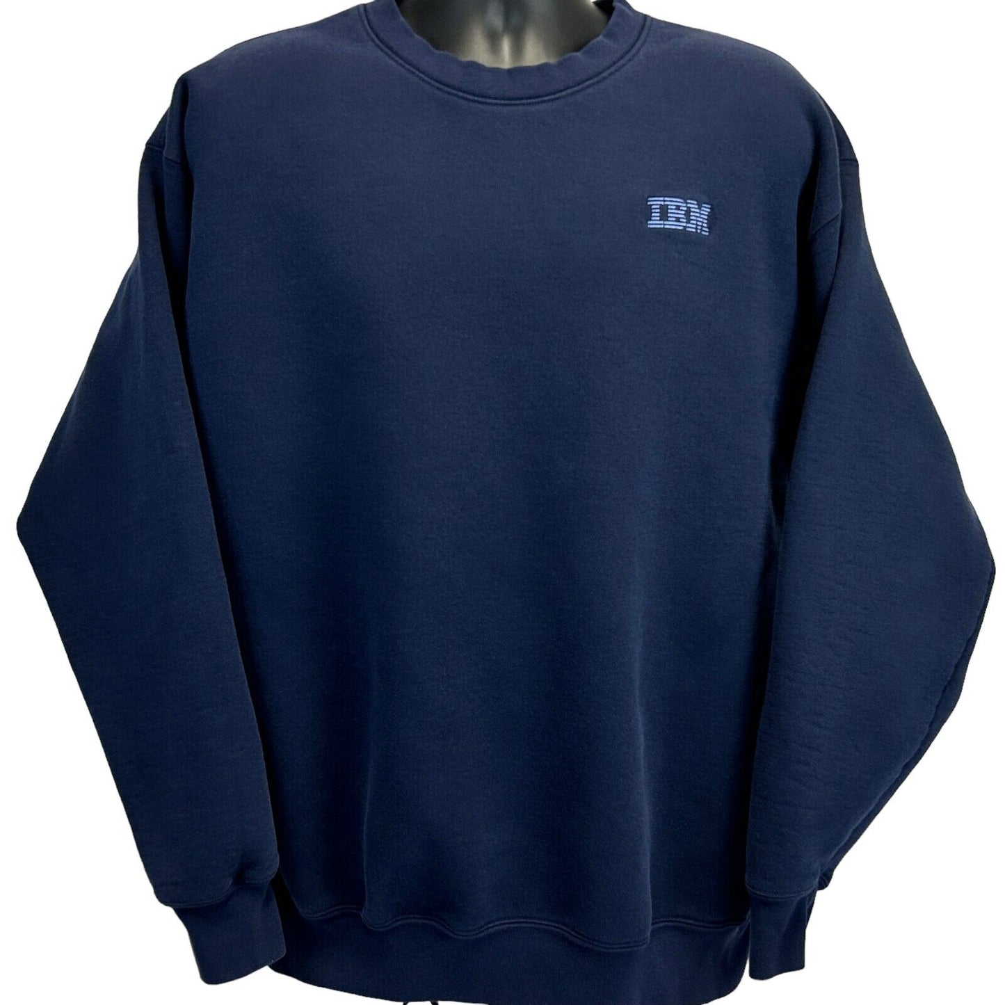 Sudadera IBM Computers Vintage 90s 2XL Azul Lands End Fabricada en EE. UU. Cuello redondo