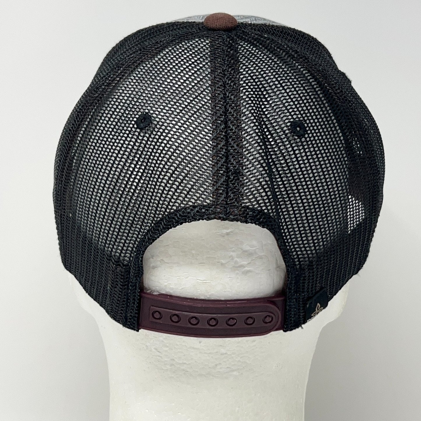 Lone Wolf Trucker Hat Baseball Cap Prana 5 Panel A-Frame Mesh Snapback Gray