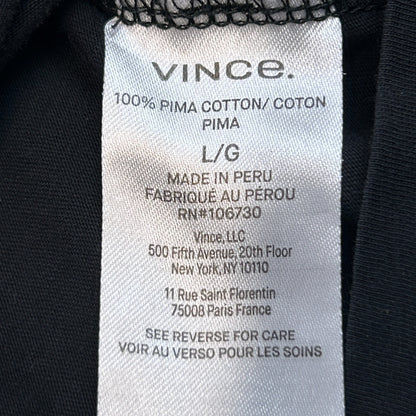Vince Pima Cotton T Shirt Black Crew Neck Short Sleeve MX5209034 Mens L Large