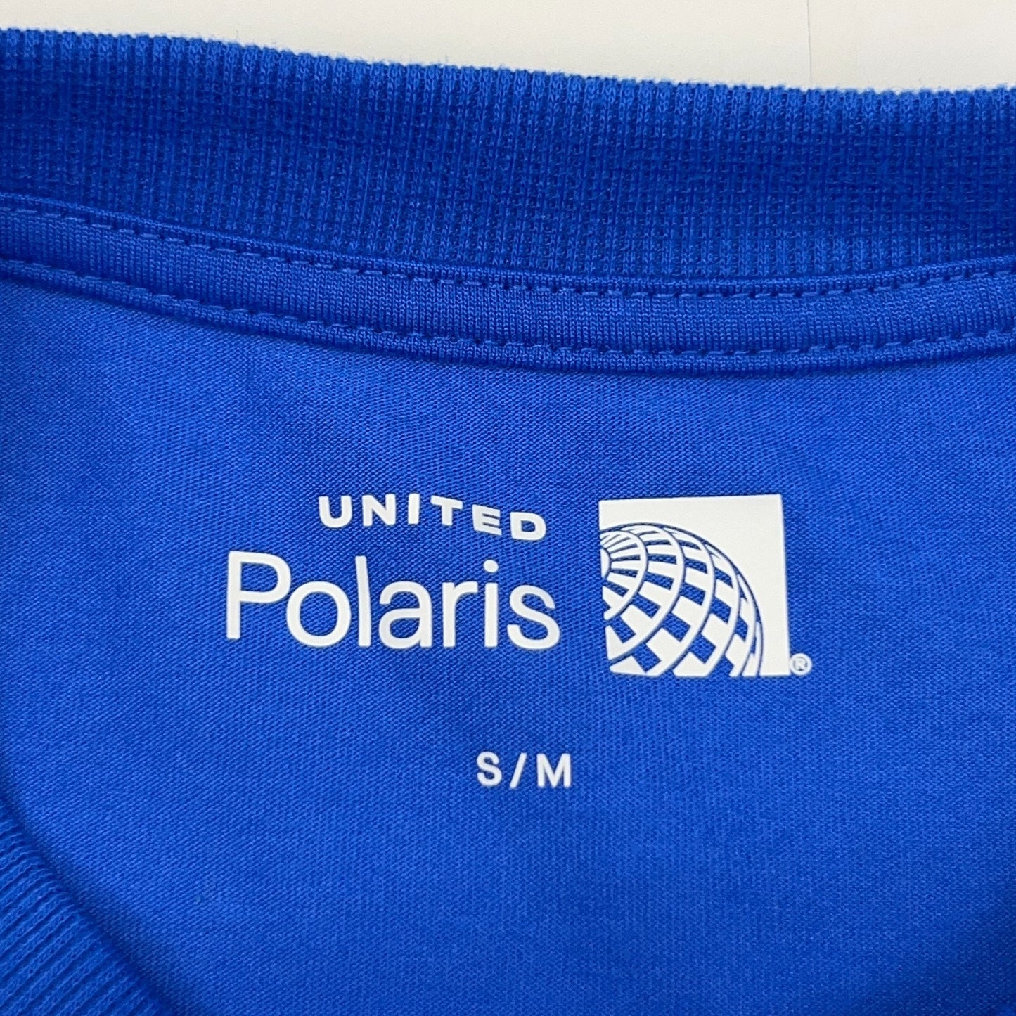 United Polaris Henley T Shirt Blue Aviation Airplane Long Sleeve Lounge M Medium
