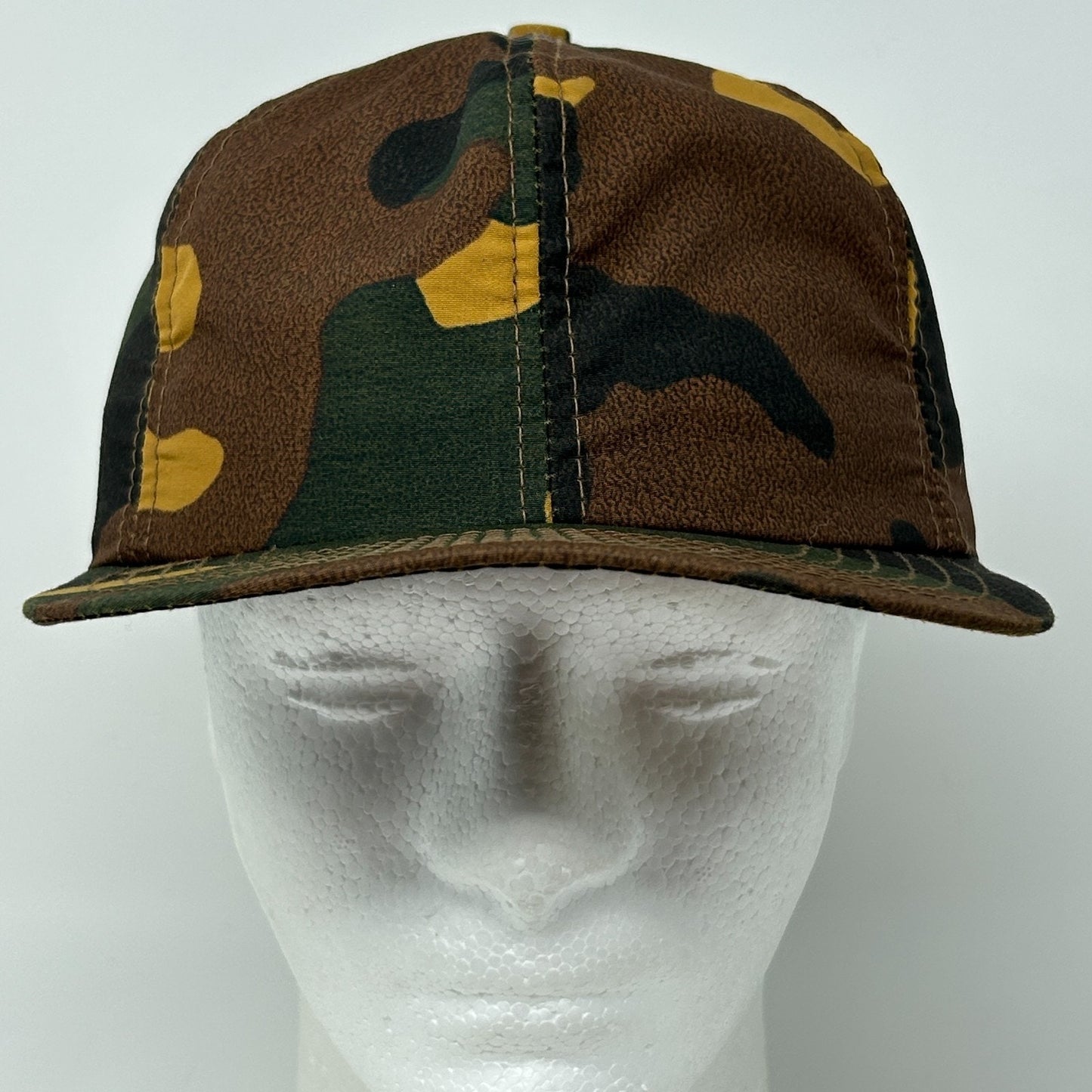 Vintage Hunting Camo Hat Baseball Cap Ear Flap Hunter Camouflage Brown M Medium