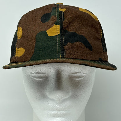 Vintage Hunting Camo Hat Baseball Cap Ear Flap Hunter Camouflage Brown M Medium
