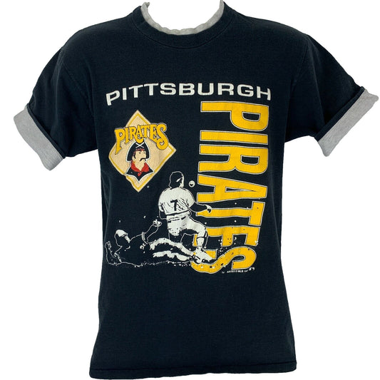 Camiseta vintage de los Piratas de Pittsburgh de los años 90, de béisbol de la MLB, con puños abatibles, para hombre, color negro