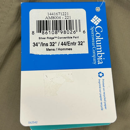 Columbia Silver Ridge Convertible Cargo Pants AM8004 Tan Khaki Beige Mens 34x32