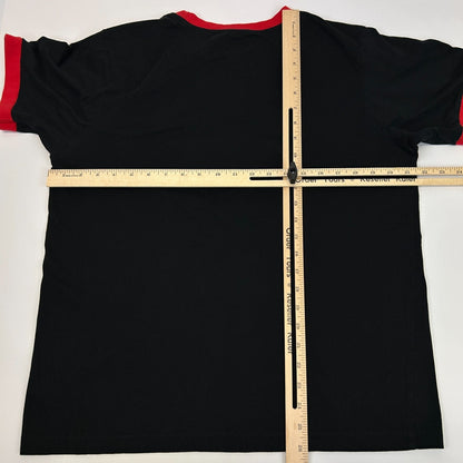 NASA Space Bear Ringer T Shirt Mens L Large Black Short Sleeve Navy Yard