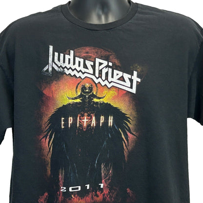 Camiseta de concierto grande de Judas Priest Epitaph Tour 2011 Thin Lizzy Tee para hombre, color negro